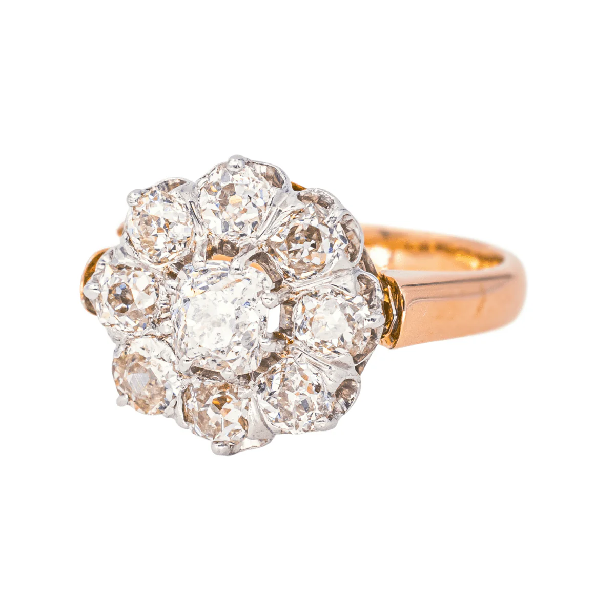 Bague Marguerite en or rose, platine et diamants - Image 3