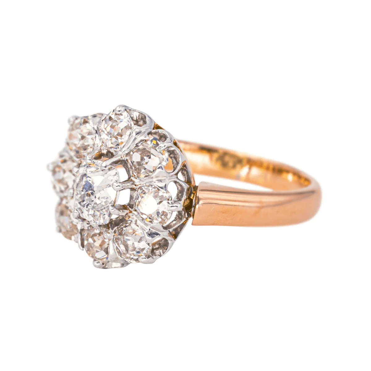 Bague Marguerite en or rose, platine et diamants - Image 4