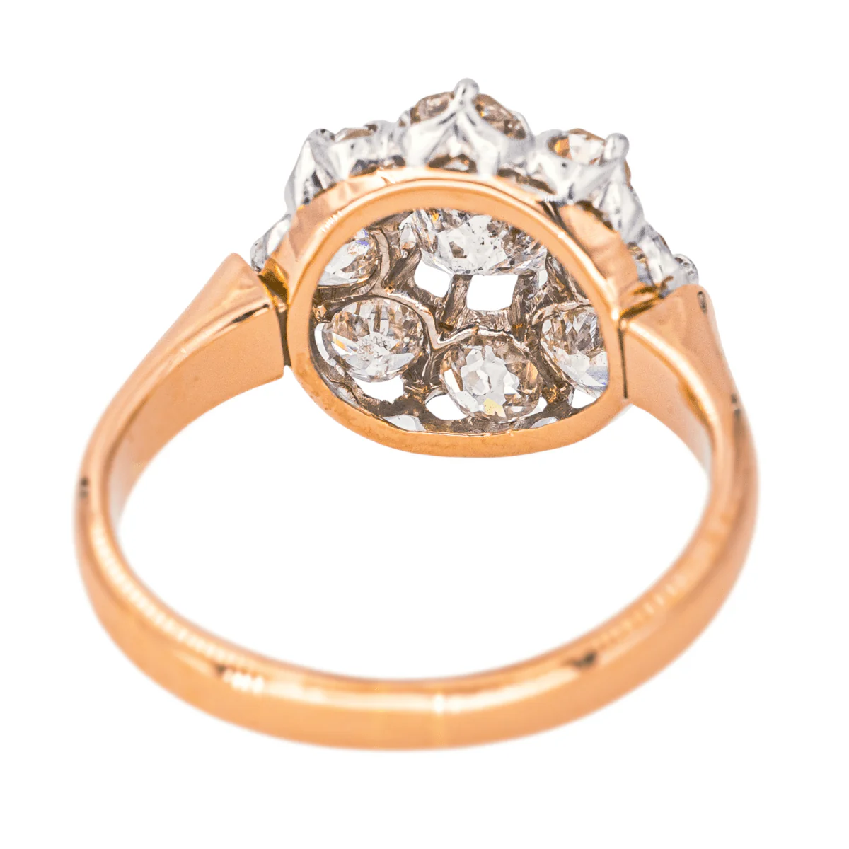 Bague Marguerite en or rose, platine et diamants - Image 5