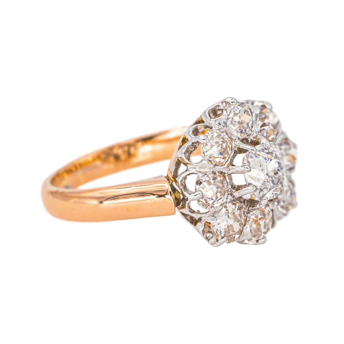 Bague Marguerite en or rose, platine et diamants - Image 7