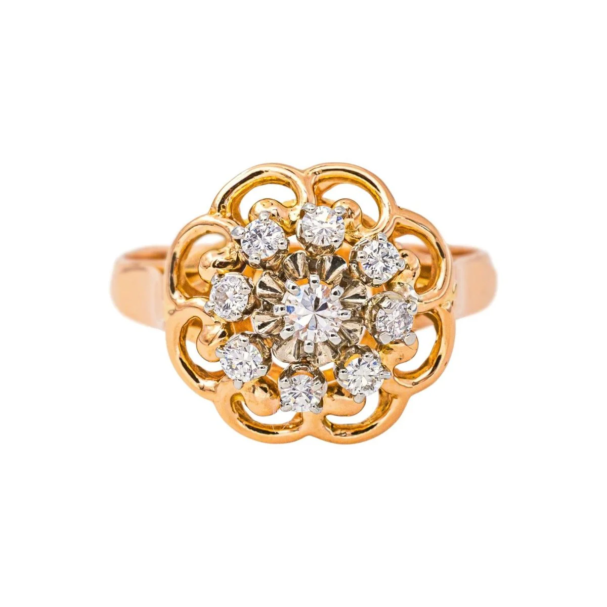 Bague Marguerite en or blanc, or rose et diamants