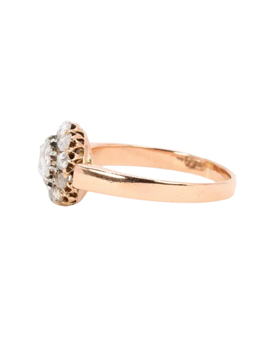 Bague marguerite or rose diamants taille rose 0.7 carat - Image 4