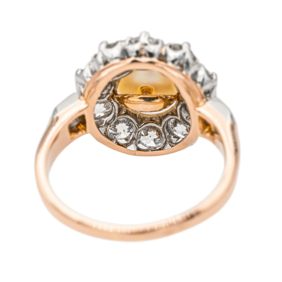 Bague Marguerite en or rose, platine, perle et diamants - Image 5