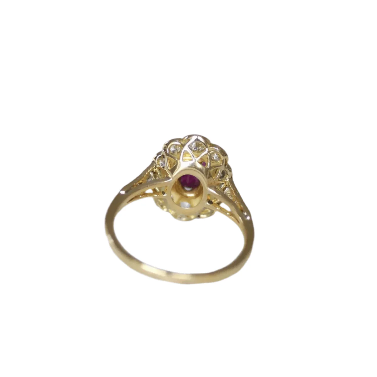 Bague Marguerite en or jaune, rubis et diamants - Image 4