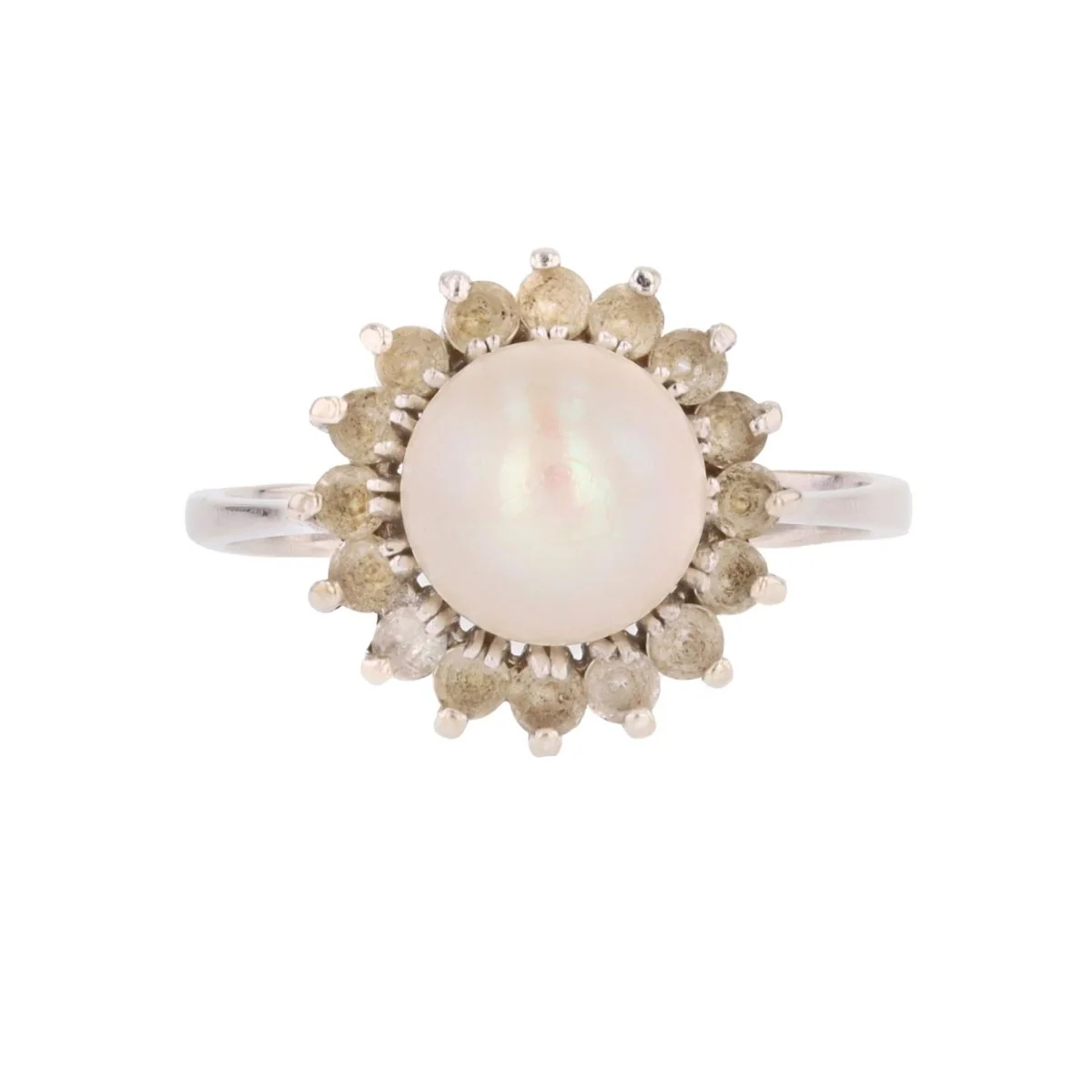 Bague Marguerite en or blanc, perle et saphirs
