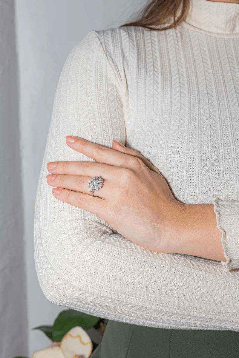 Bague Marguerite Platine Diamant - Image 8