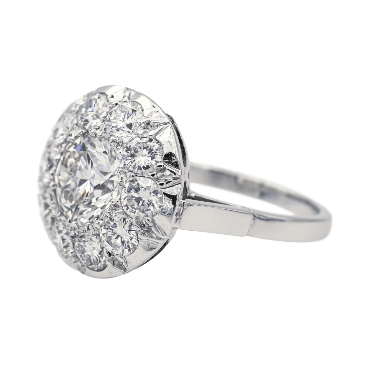 Bague Marguerite en platine et diamants - Image 4