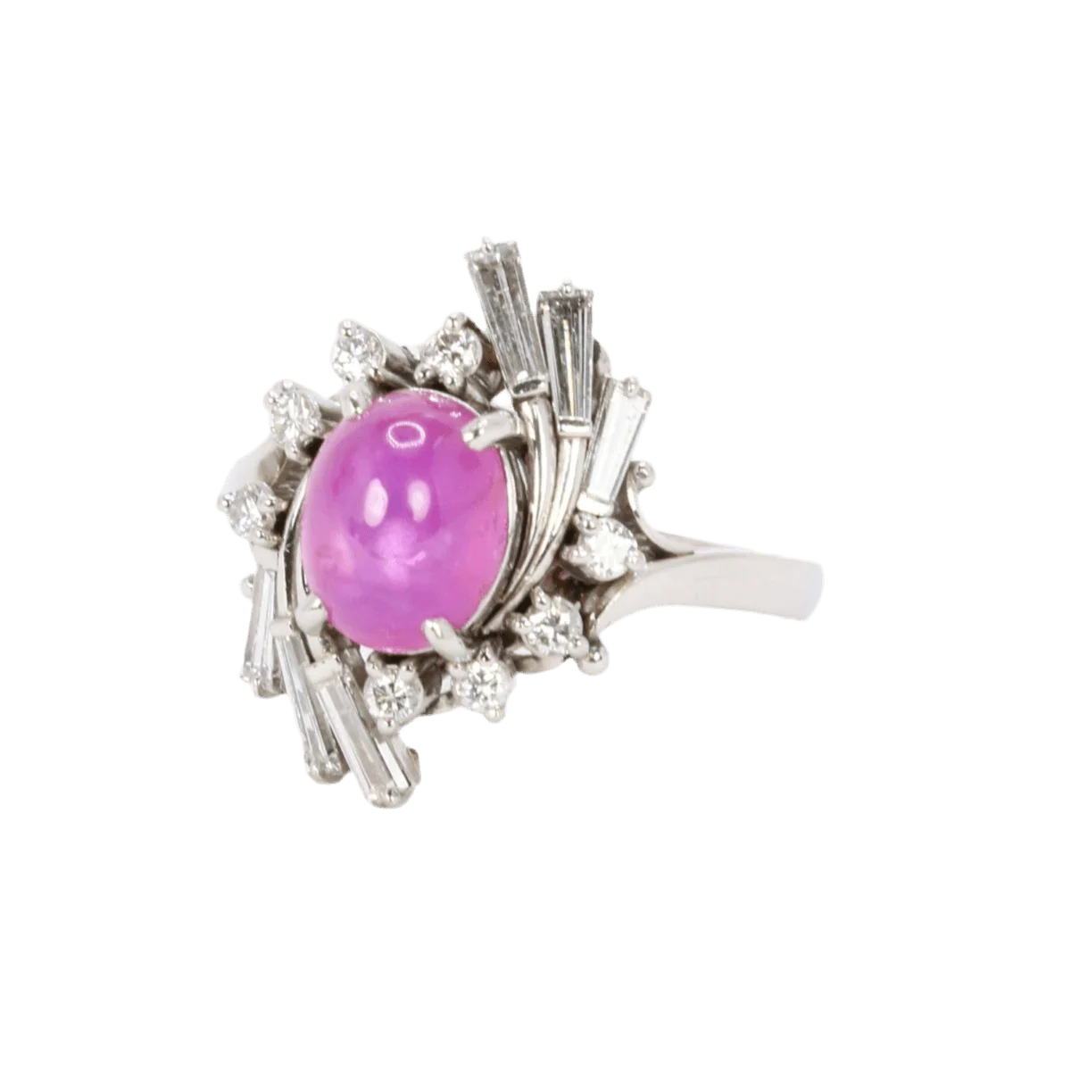 Bague Marguerite en platine, rubis et diamants - Image 3