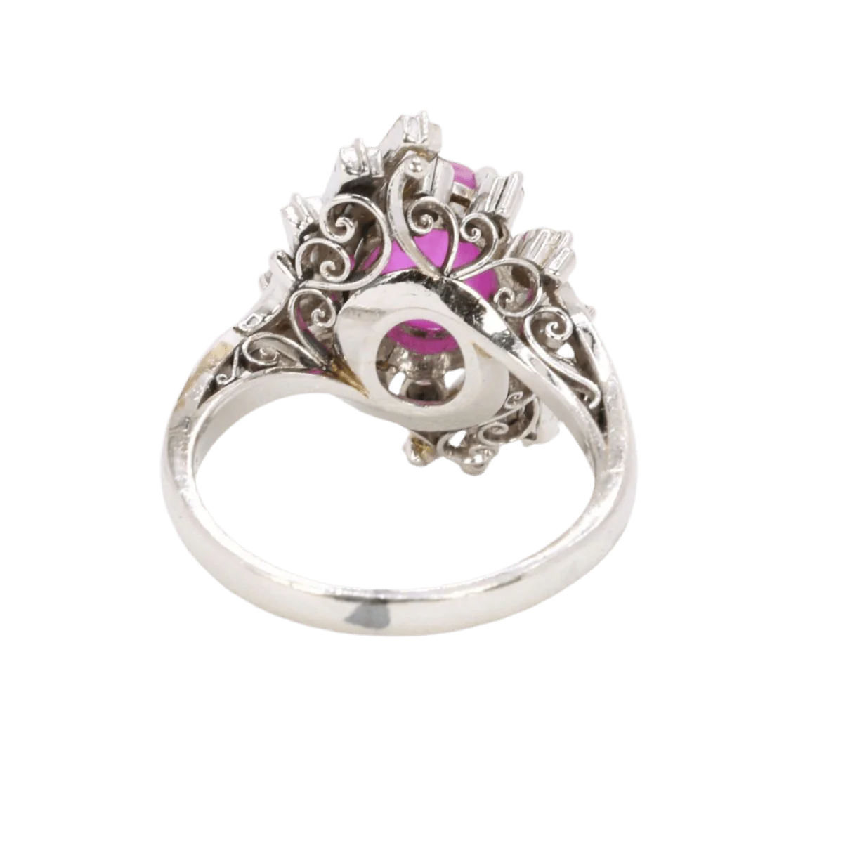 Bague Marguerite en platine, rubis et diamants - Image 5