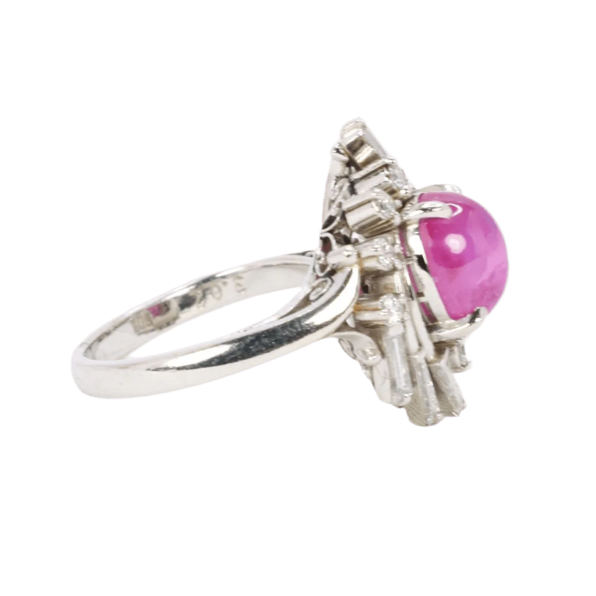 Bague Marguerite en platine, rubis et diamants - Image 6