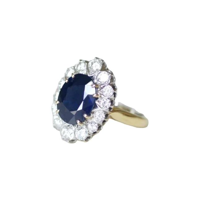 Bague Marguerite en or jaune, or blanc, saphir et diamants - Image 3