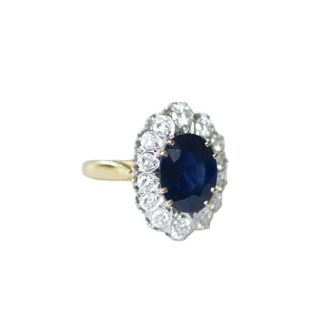 Bague Marguerite en or jaune, or blanc, saphir et diamants - Image 5