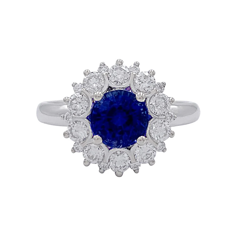 Bague marguerite saphir entourage diamants - Image 9