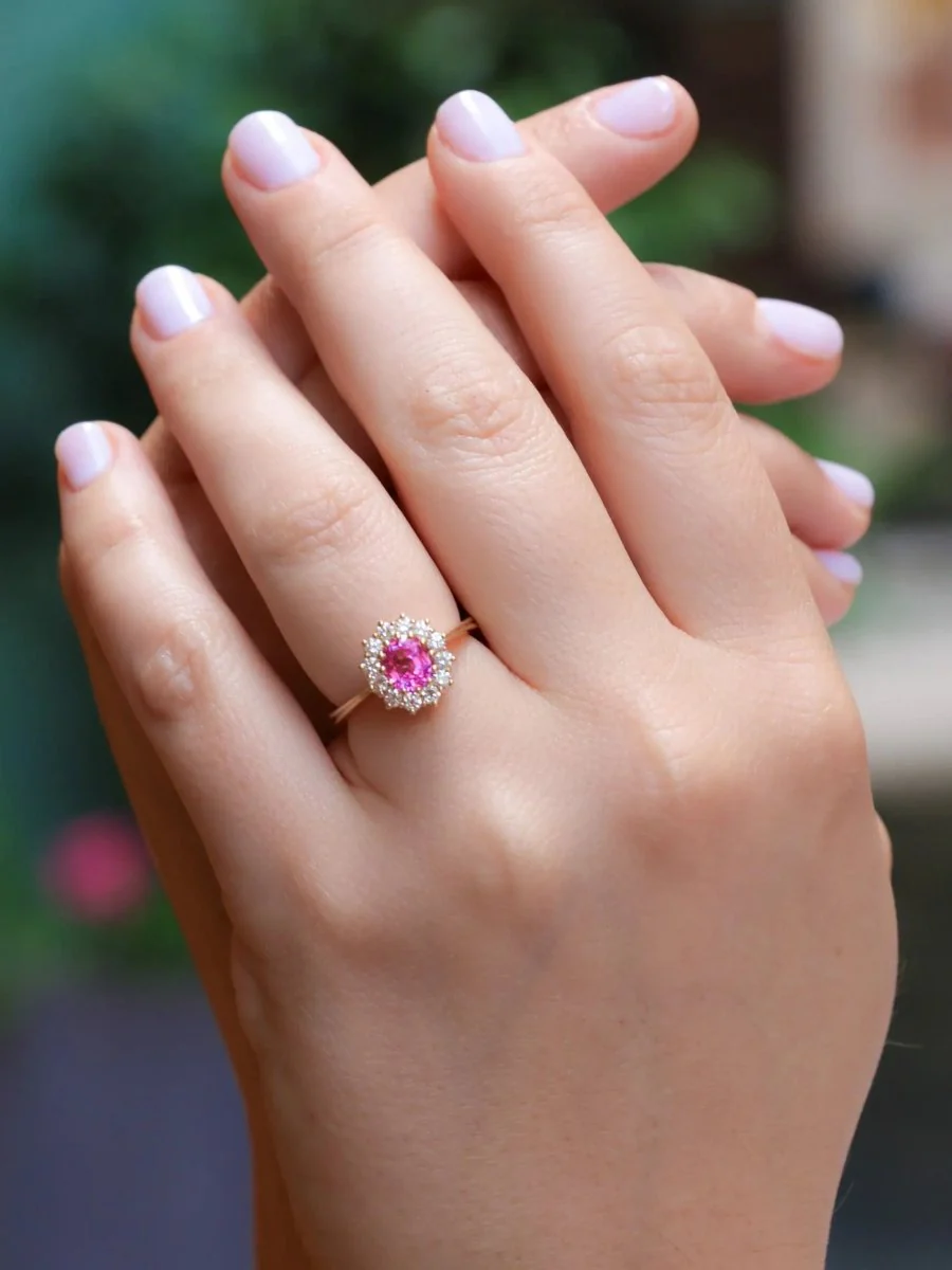 Bague marguerite saphir rose 1,3 ct - Image 2
