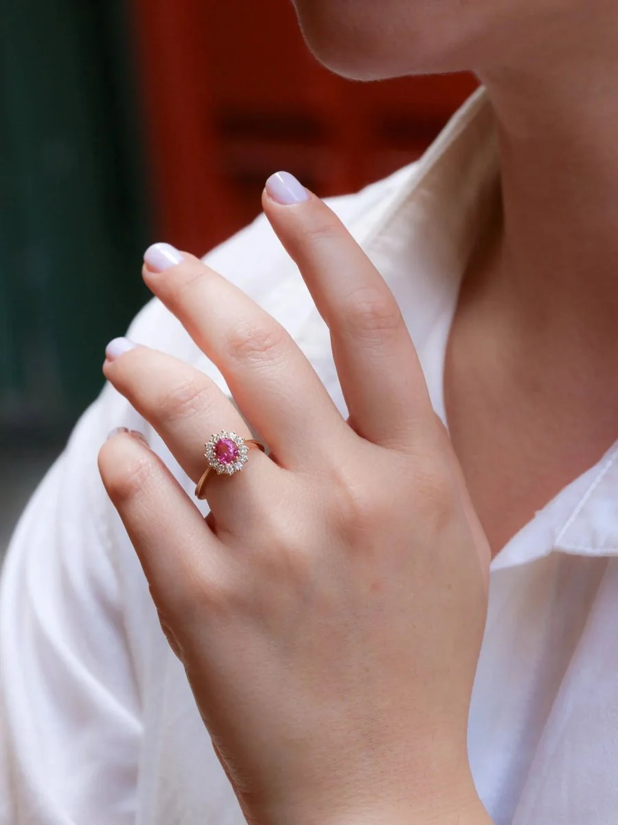 Bague marguerite saphir rose 1,3 ct - Image 9