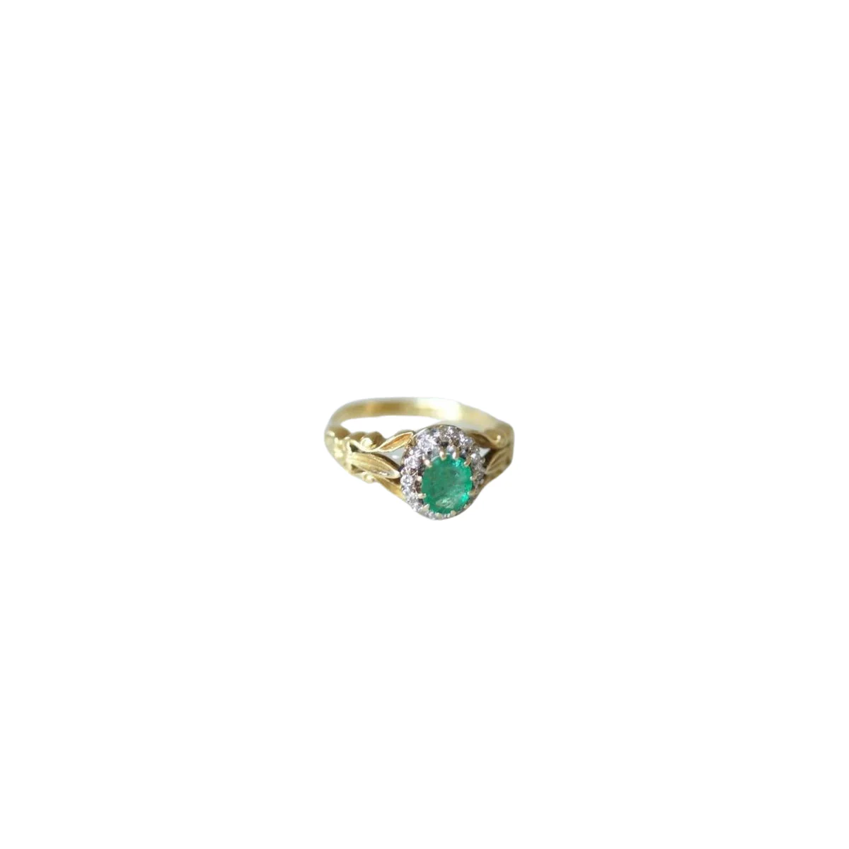 Bague marguerite style Victorien émeraude diamants