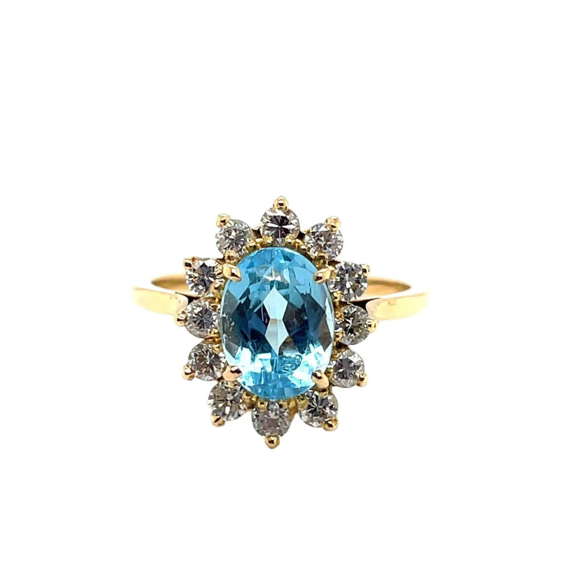 Bague Marguerite en or jaune, topaze et diamants