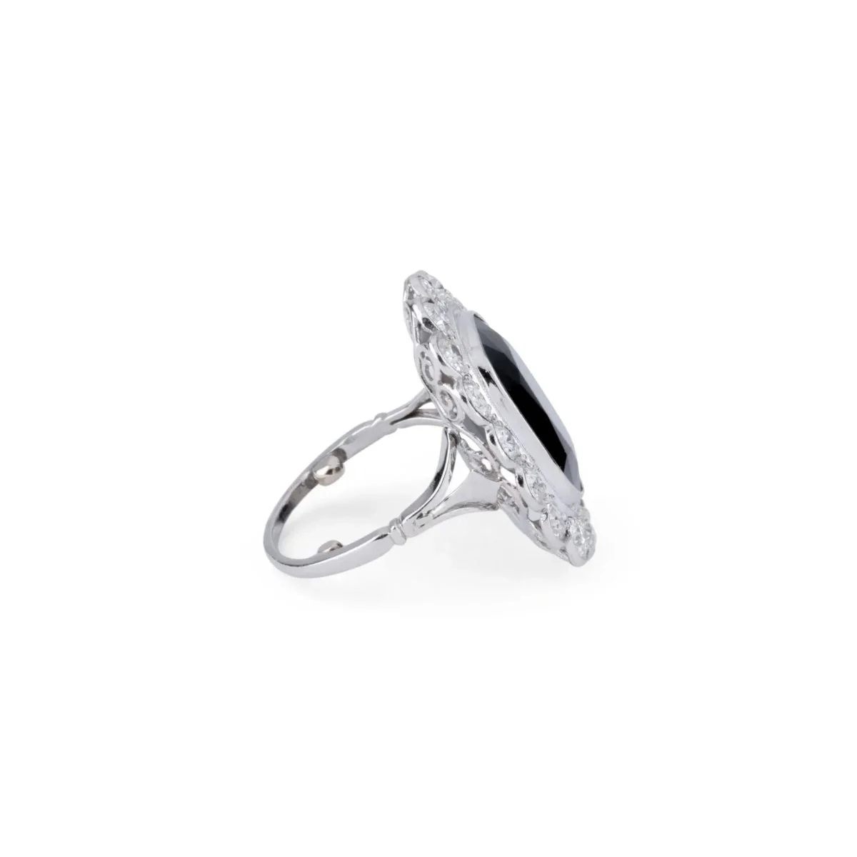 Bague 1920 Margueritte en platine, diamant et saphir - Image 3