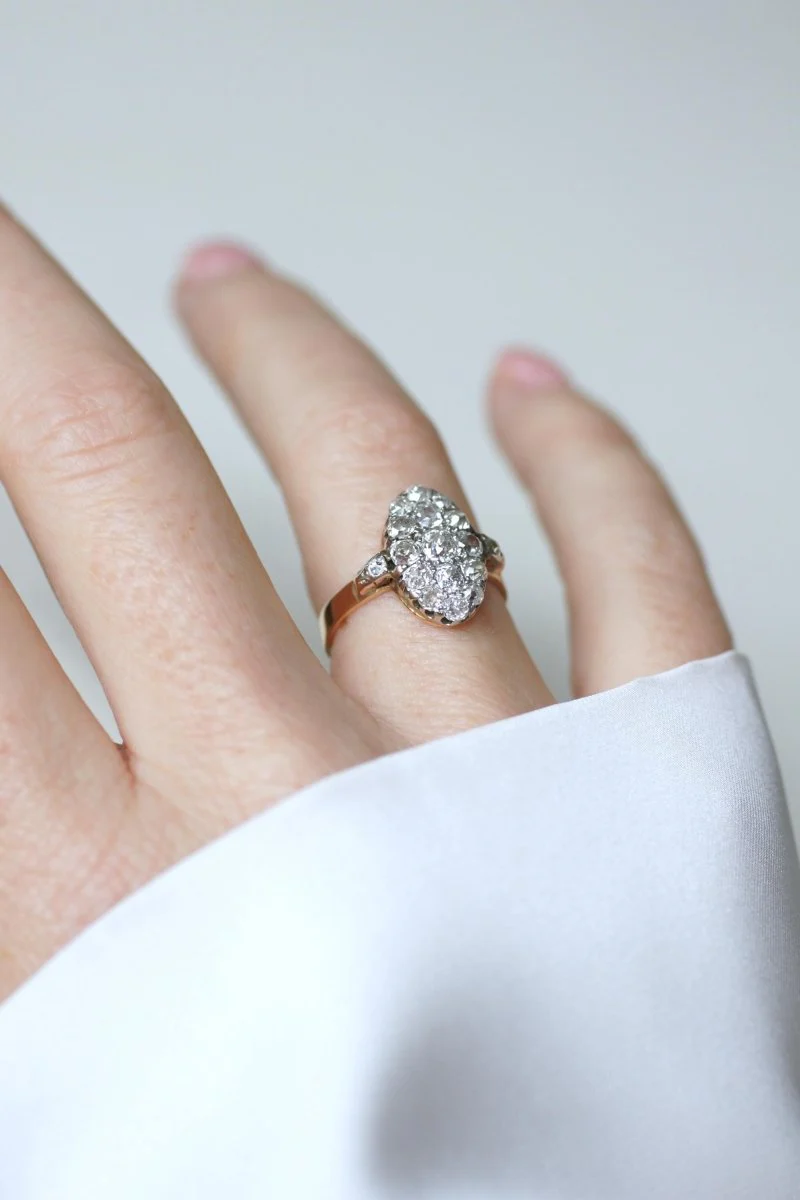 Bague Marquise Ancienne Diamants 1,30 Cts Or rose - Image 2