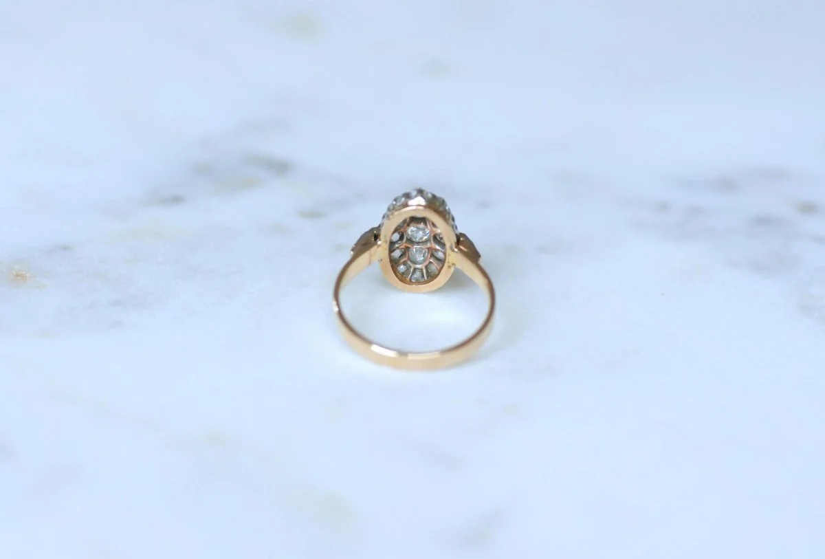 Bague Marquise Ancienne Diamants 1,30 Cts Or rose - Image 9