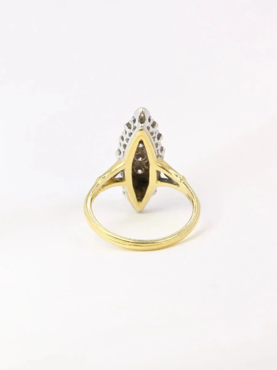 Bague marquise ancienne en or pavée d'environ 1 ct de diamants - Image 4
