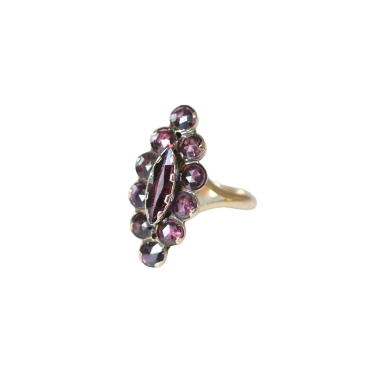 Bague Marquise en or rose et grenats - Image 3