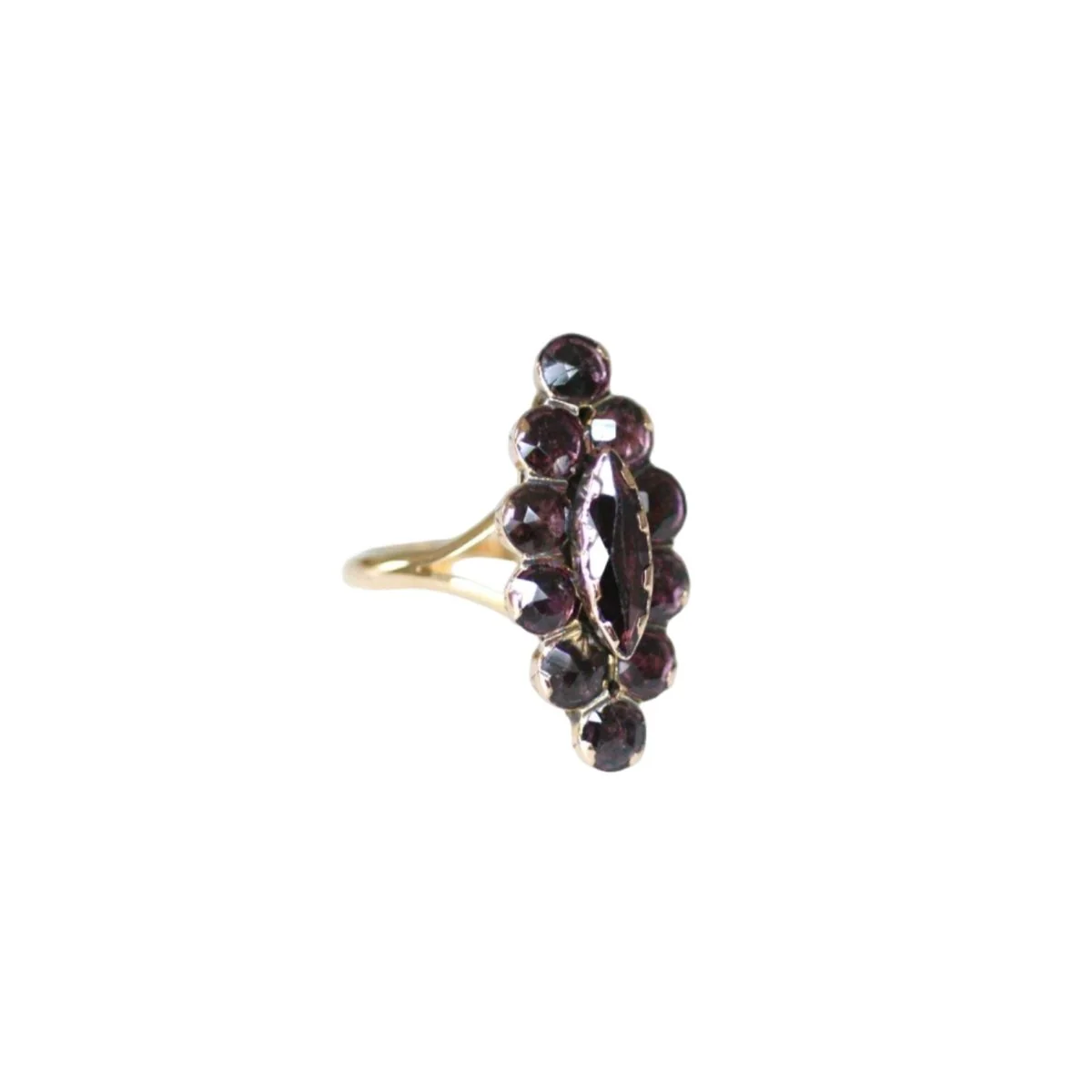 Bague Marquise en or rose et grenats - Image 5