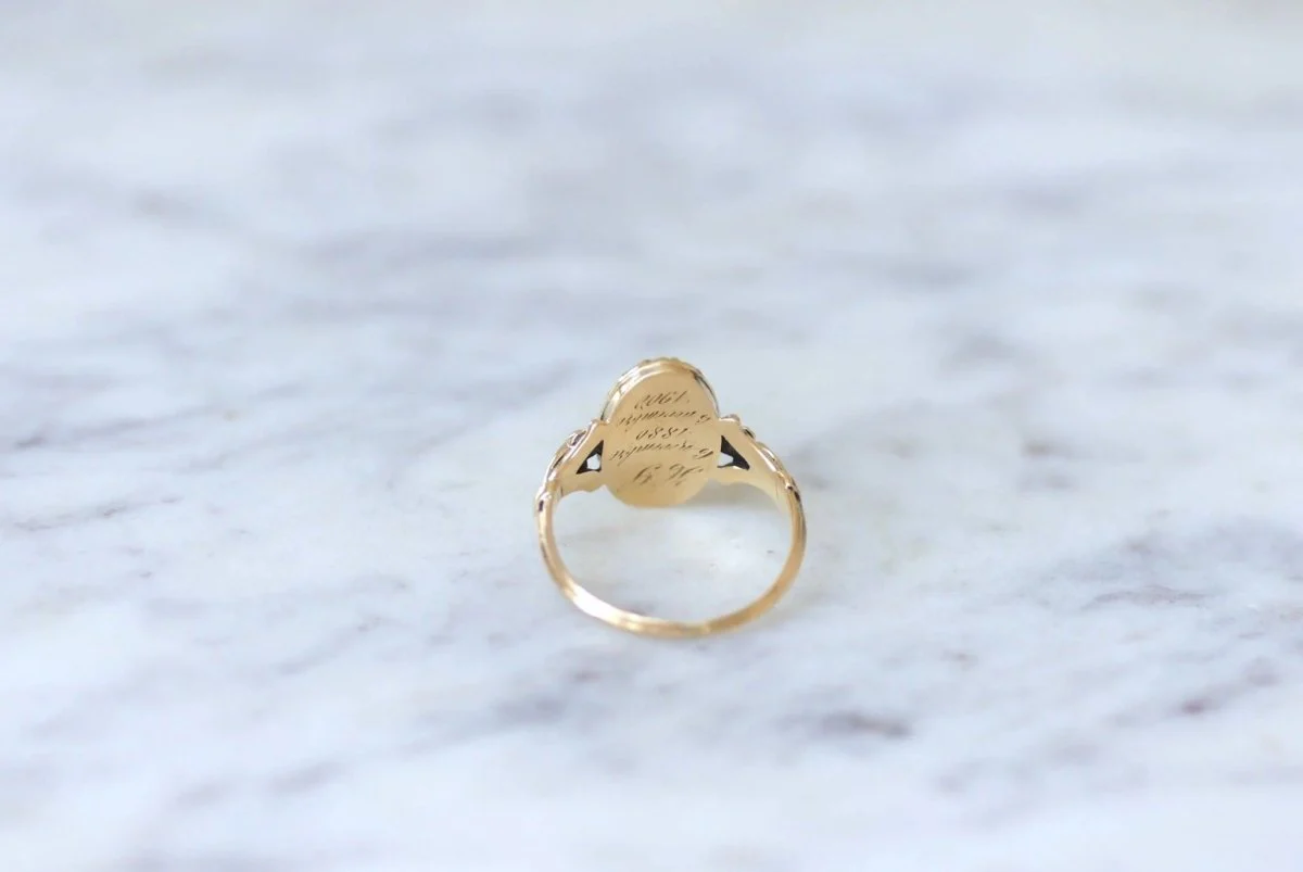 Bague marquise turquoises et perles - Image 6