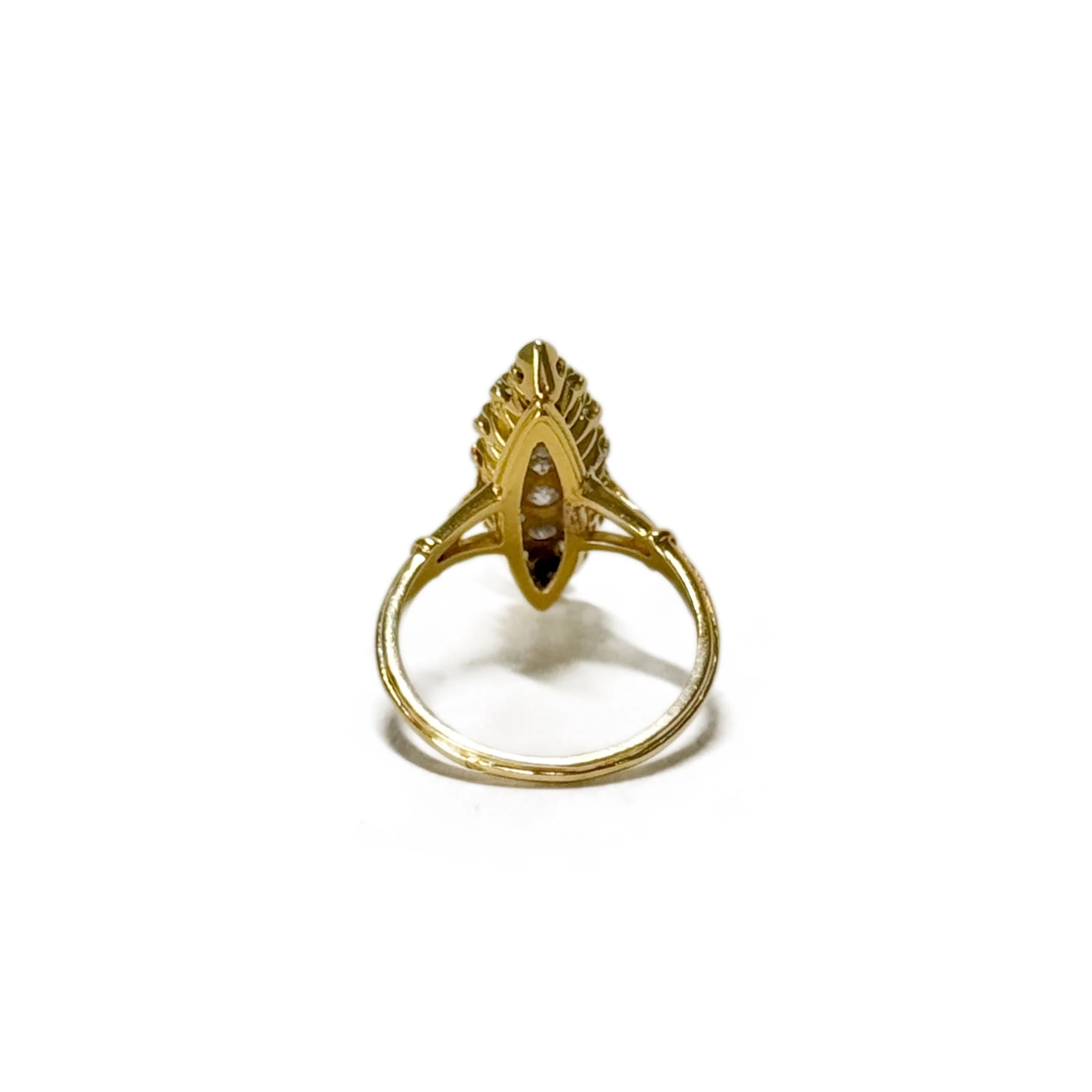 Bague marquise en or jaune et diamants - Image 5