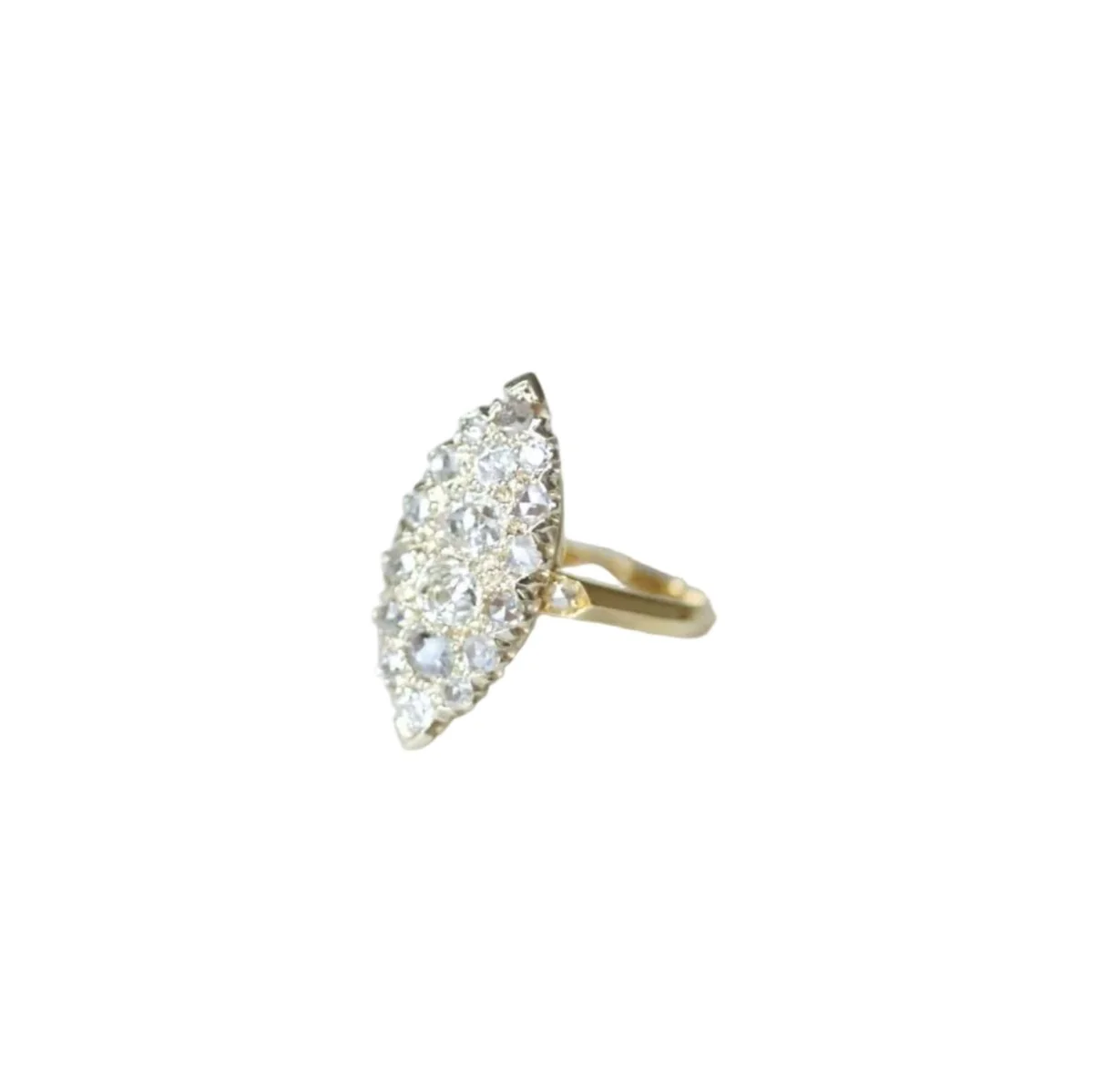 Bague Marquise en or jaune et diamants - Image 3