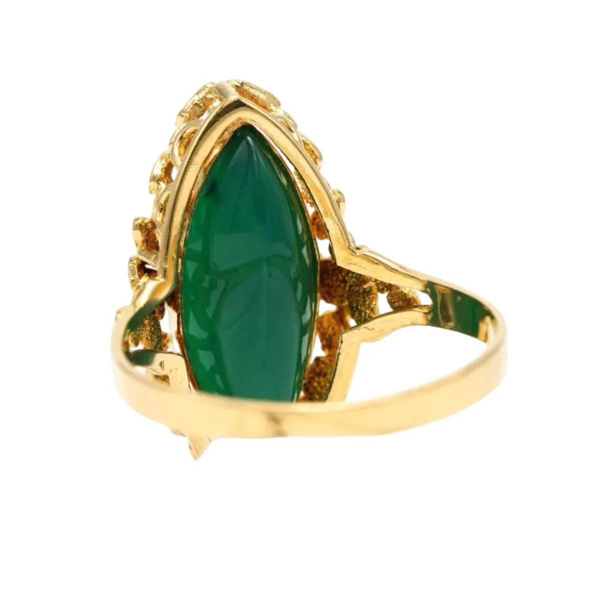 Bague Marquise en or jaune, chrysoprases et perles - Image 11