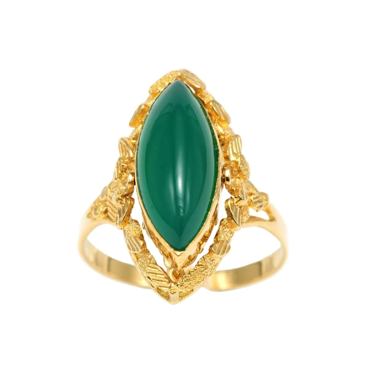 Bague Marquise en or jaune, chrysoprases et perles - Image 14