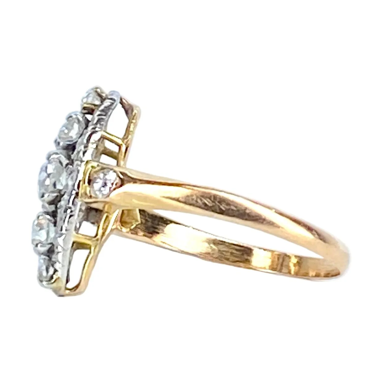 Bague Marquise en or jaune et diamants - Image 4