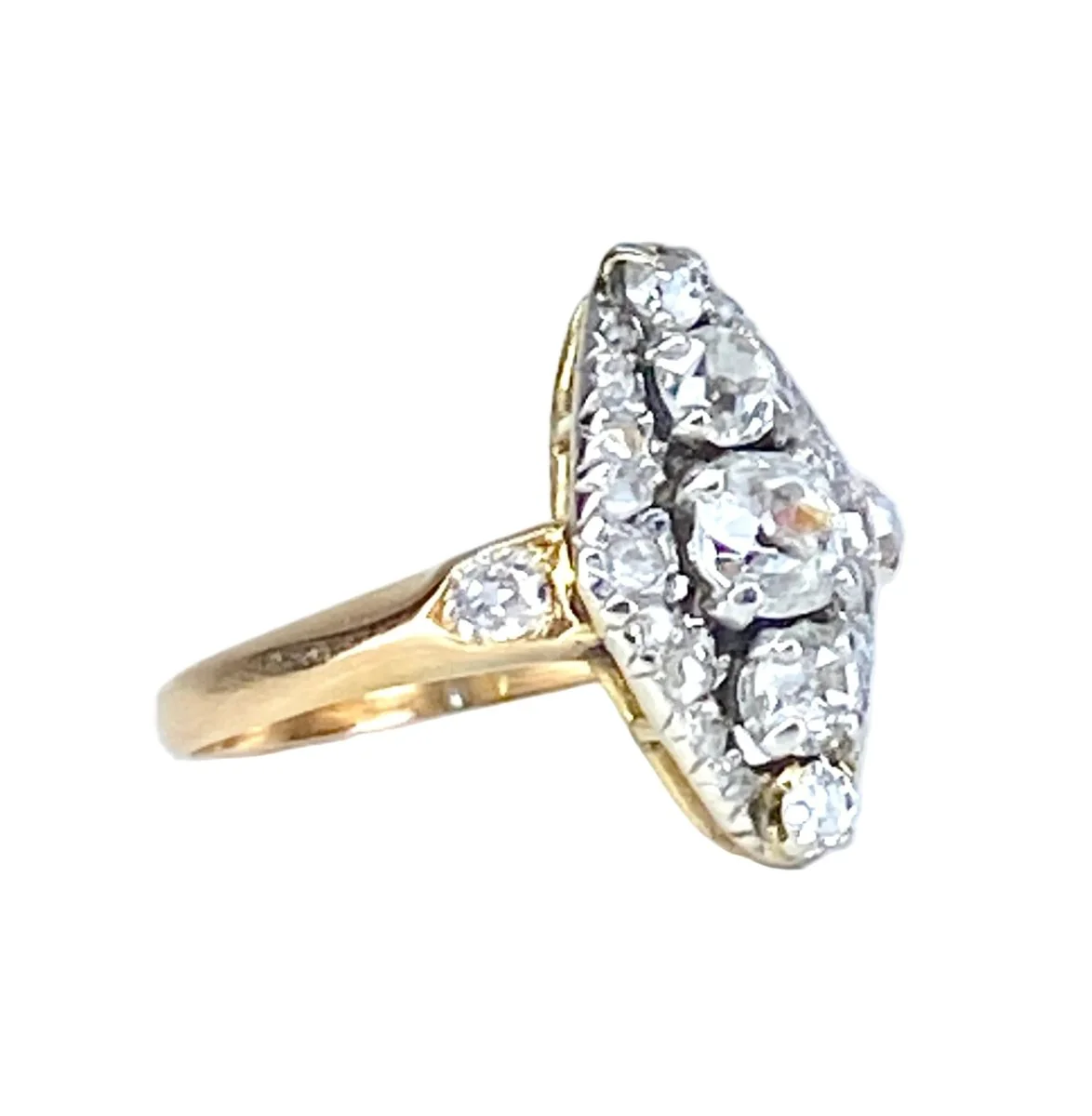 Bague Marquise en or jaune et diamants - Image 5