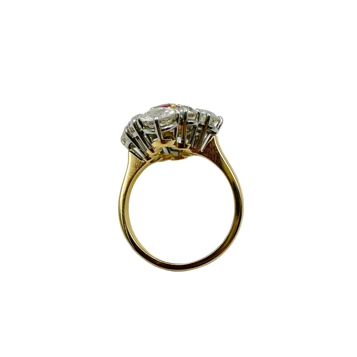 Bague Marquise en or jaune, saphir et diamants - Image 8