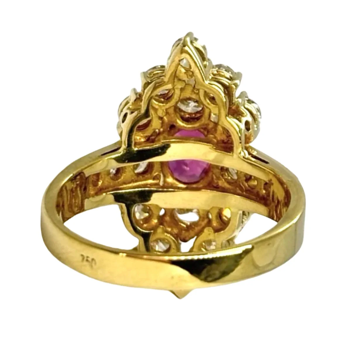 Bague Marquise en or jaune, rubis et diamants - Image 5