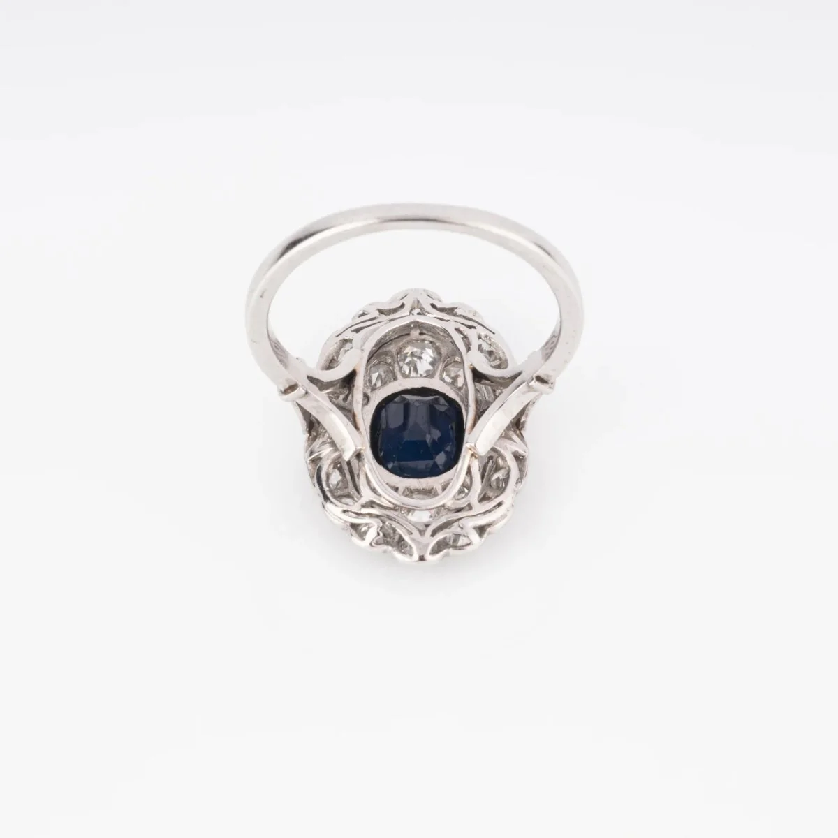 Bague Marquise en platine et saphir - Image 5