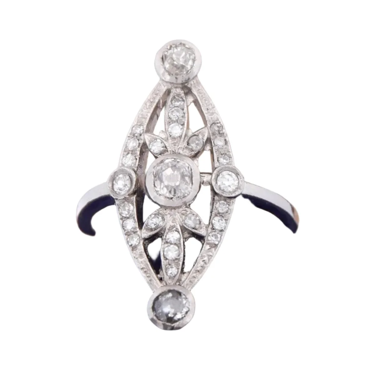Bague Marquise en platine et diamants