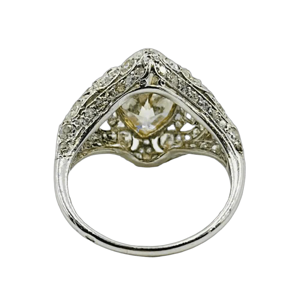 Bague Marquise en platine et diamants - Image 3