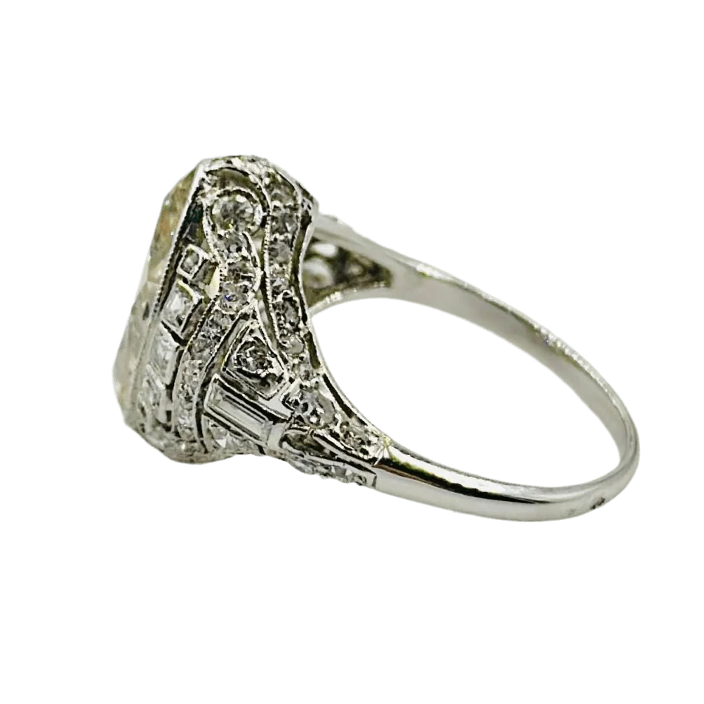 Bague Marquise en platine et diamants - Image 4
