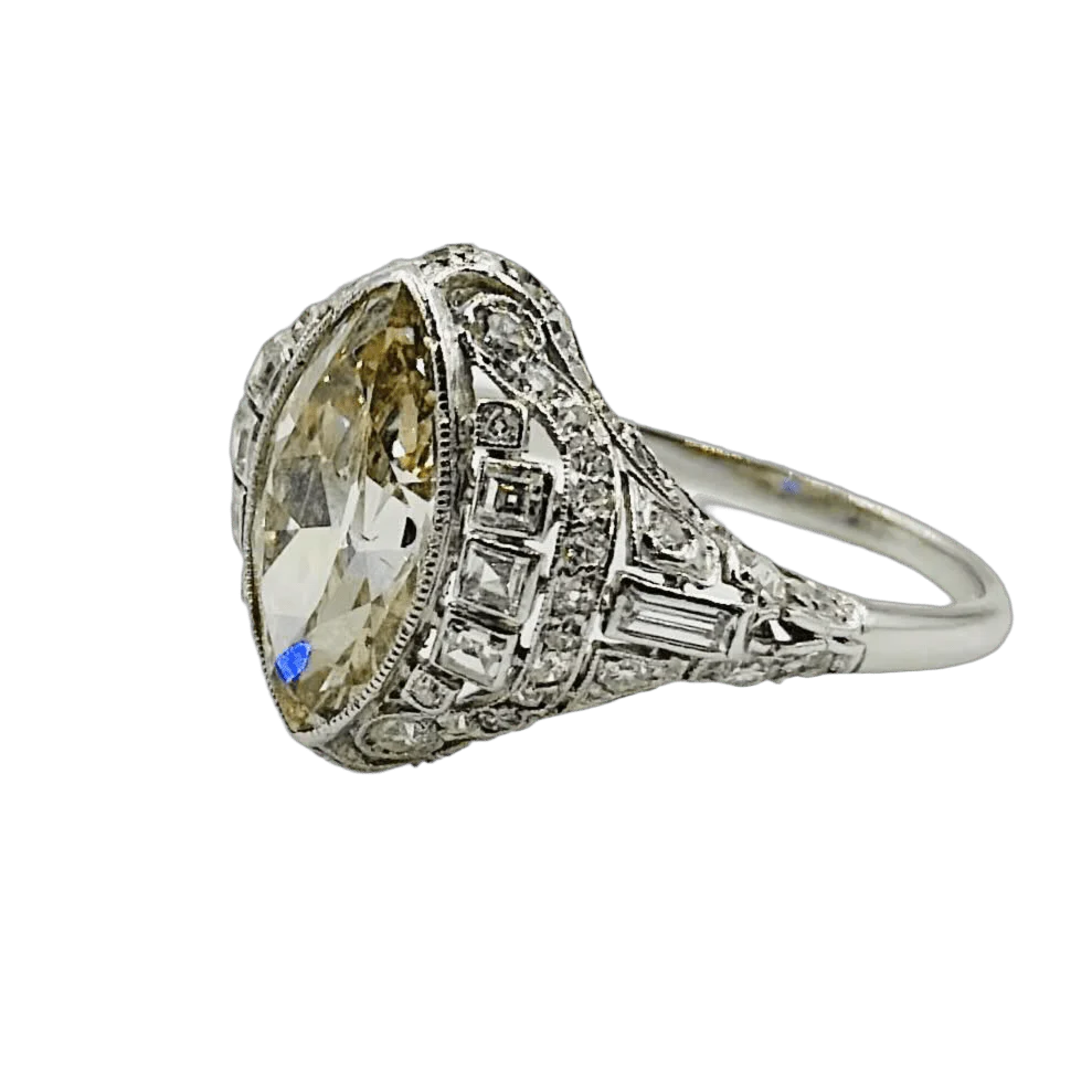 Bague Marquise en platine et diamants - Image 5