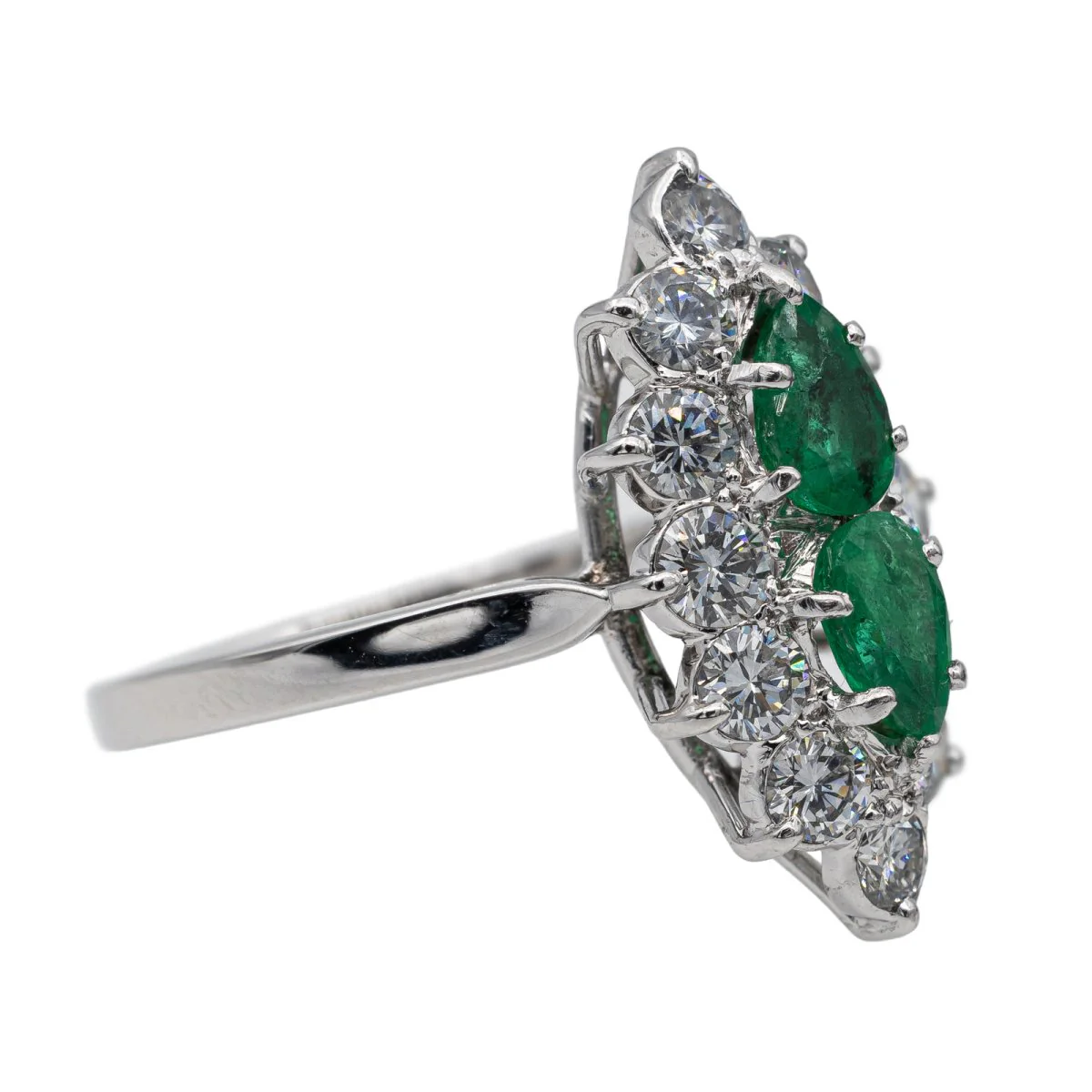 Bague Marquise Or blanc Emeraude - Image 6