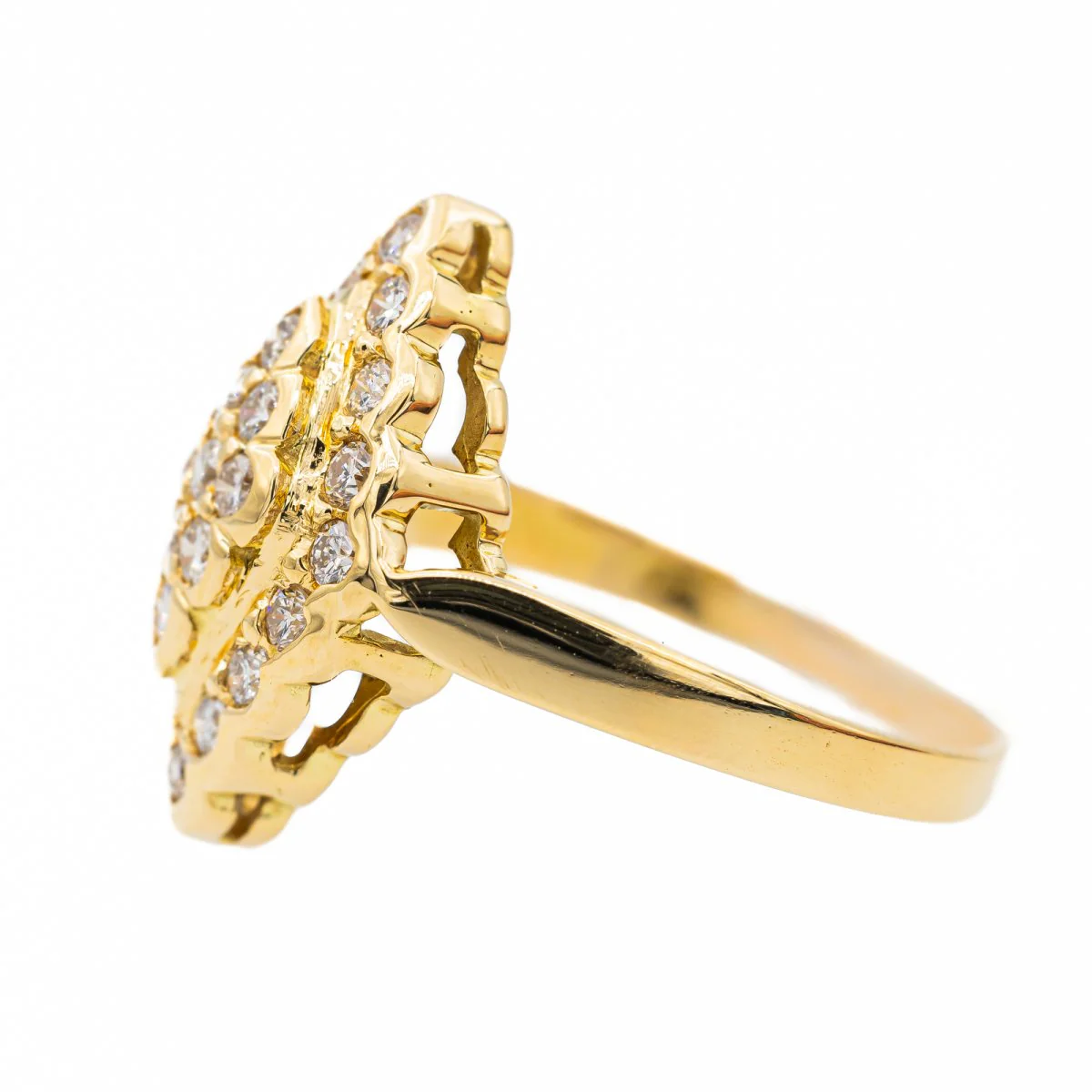 Bague Marquise en or jaune et diamant - Image 4