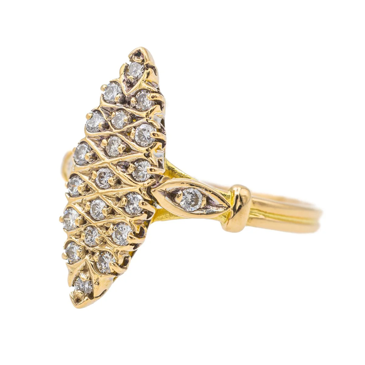 Bague Marquise en or jaune et diamant - Image 3