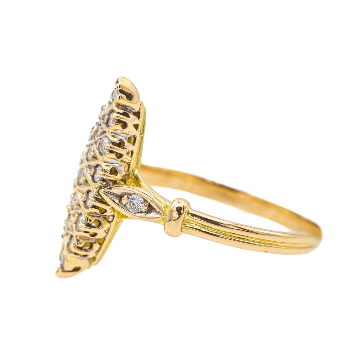 Bague Marquise en or jaune et diamant - Image 4