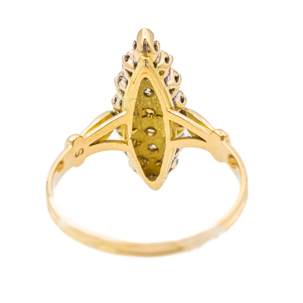 Bague Marquise en or jaune et diamant - Image 5