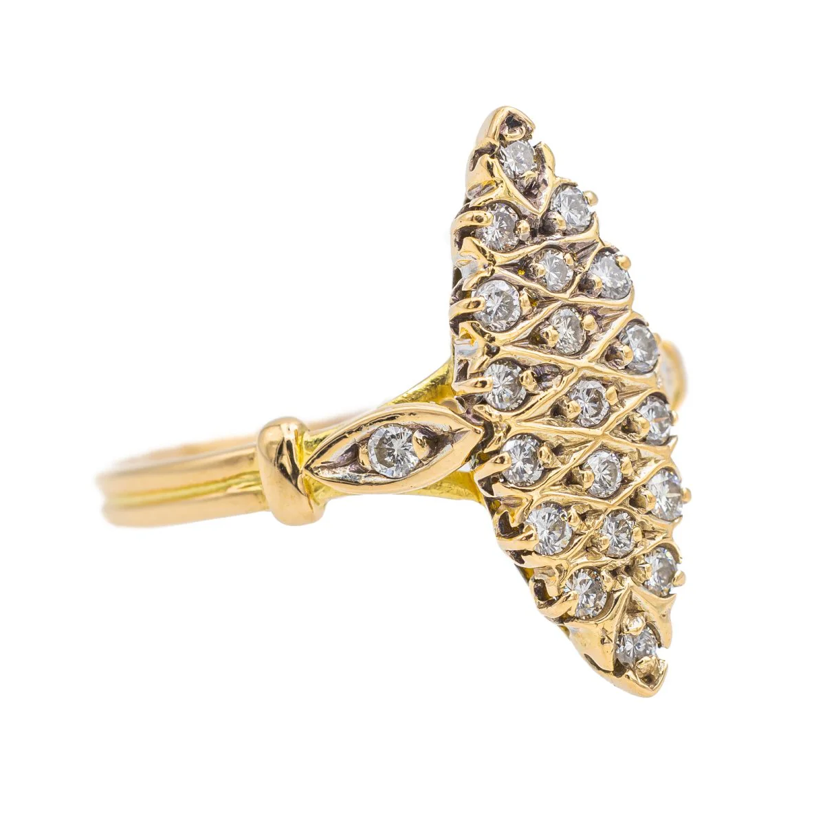 Bague Marquise en or jaune et diamant - Image 6