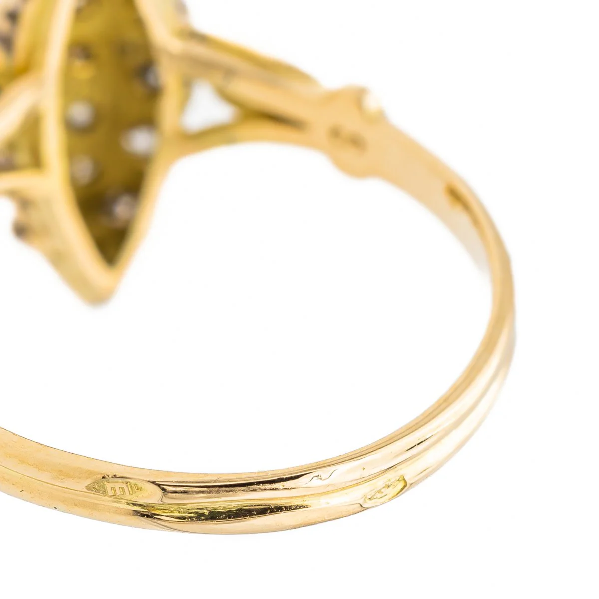 Bague Marquise en or jaune et diamant - Image 7