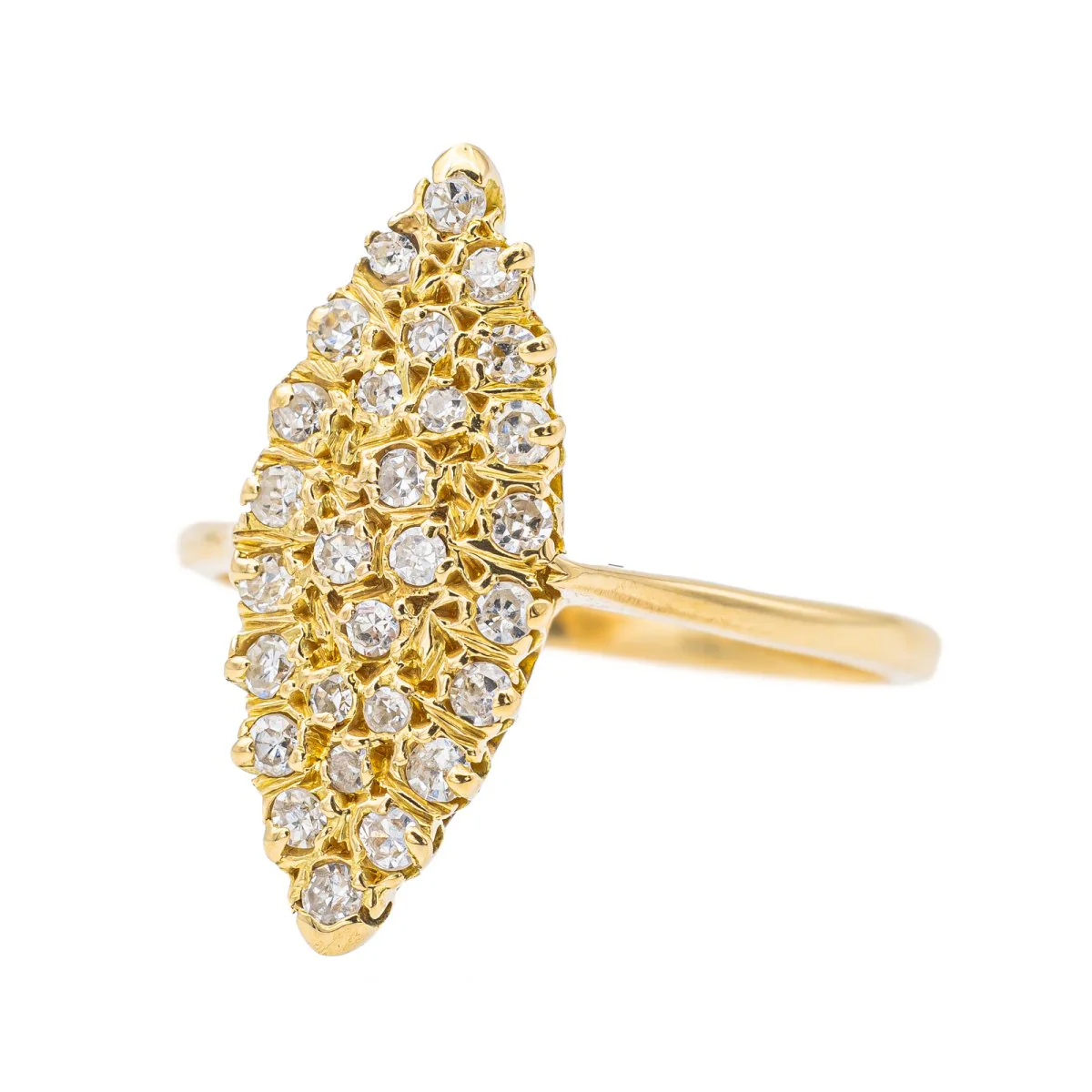Bague Marquise en or jaune et diamant - Image 3