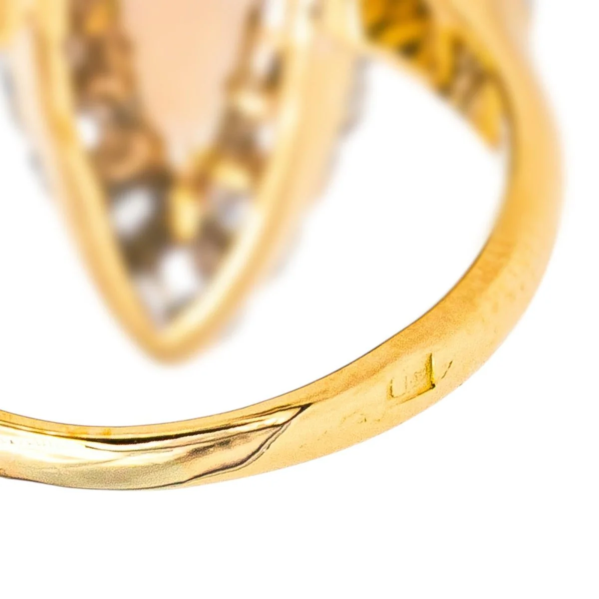 Bague Marquise en or blanc, or jaune, opale et diamants - Image 7